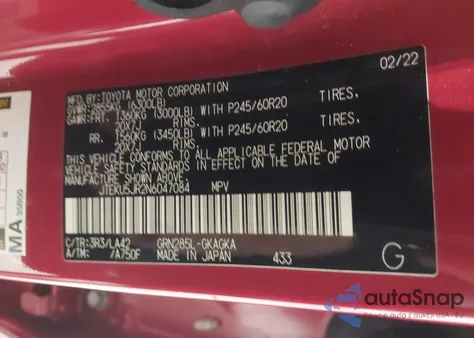 2022 Toyota 4Runner Limited z USA, uszkodzony, nr VIN JTEKU5JR2N6047084